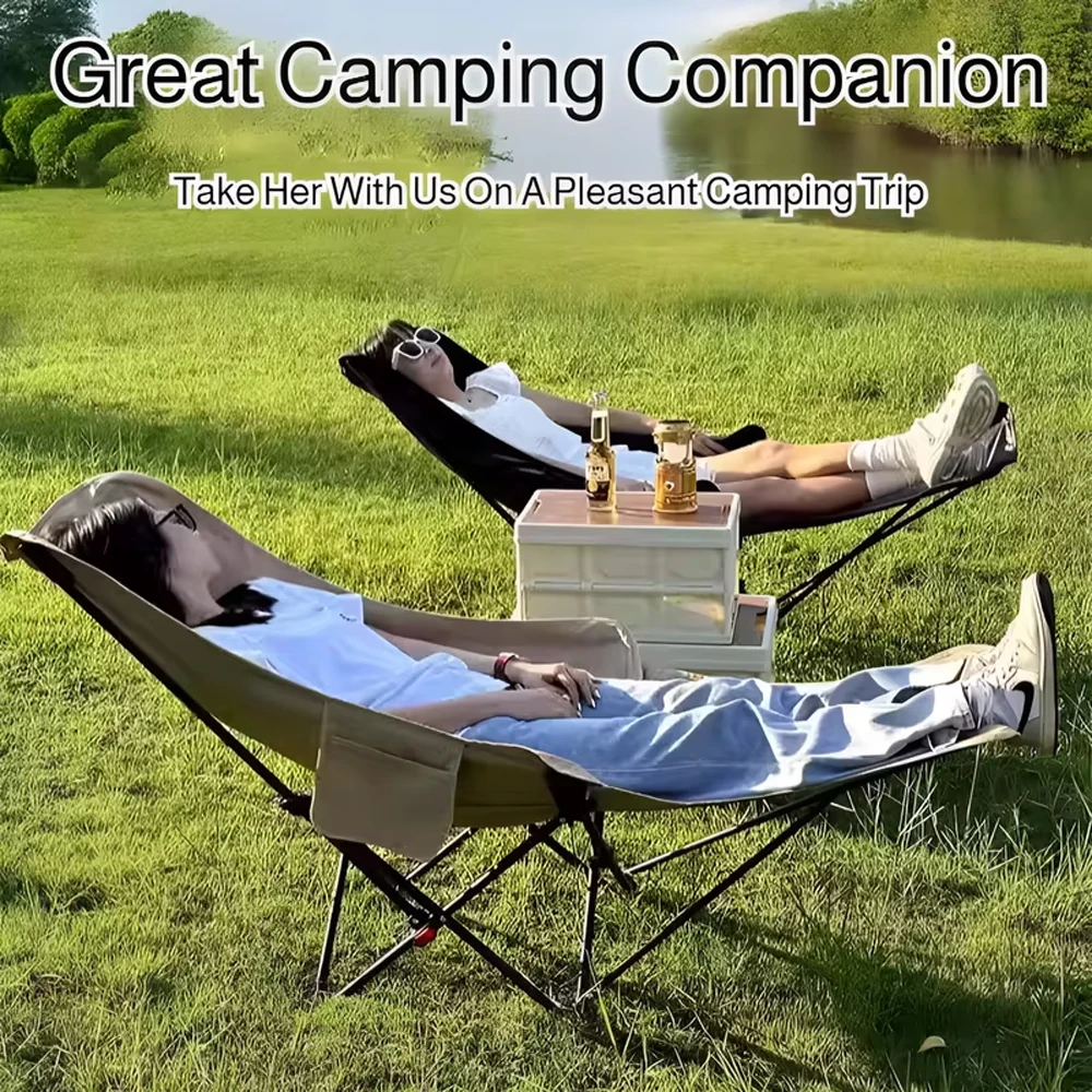 Chaise d'extérieur portable avec sac de rangement, chaise inclinable pliante avec support pour les jambes, chaise de camping, chaise de plage, chaise pliante pour la pause déjeuner