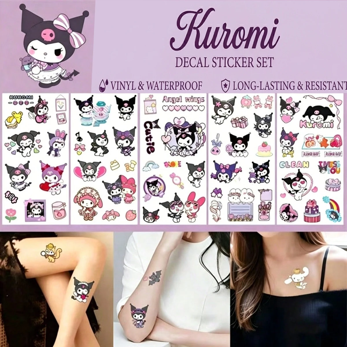 5/10 Sanrio Temporary Tattoo Stickers, Office Stickers, Children's Stickers, Cartoon Waterproof Stickers, The Best Gift.