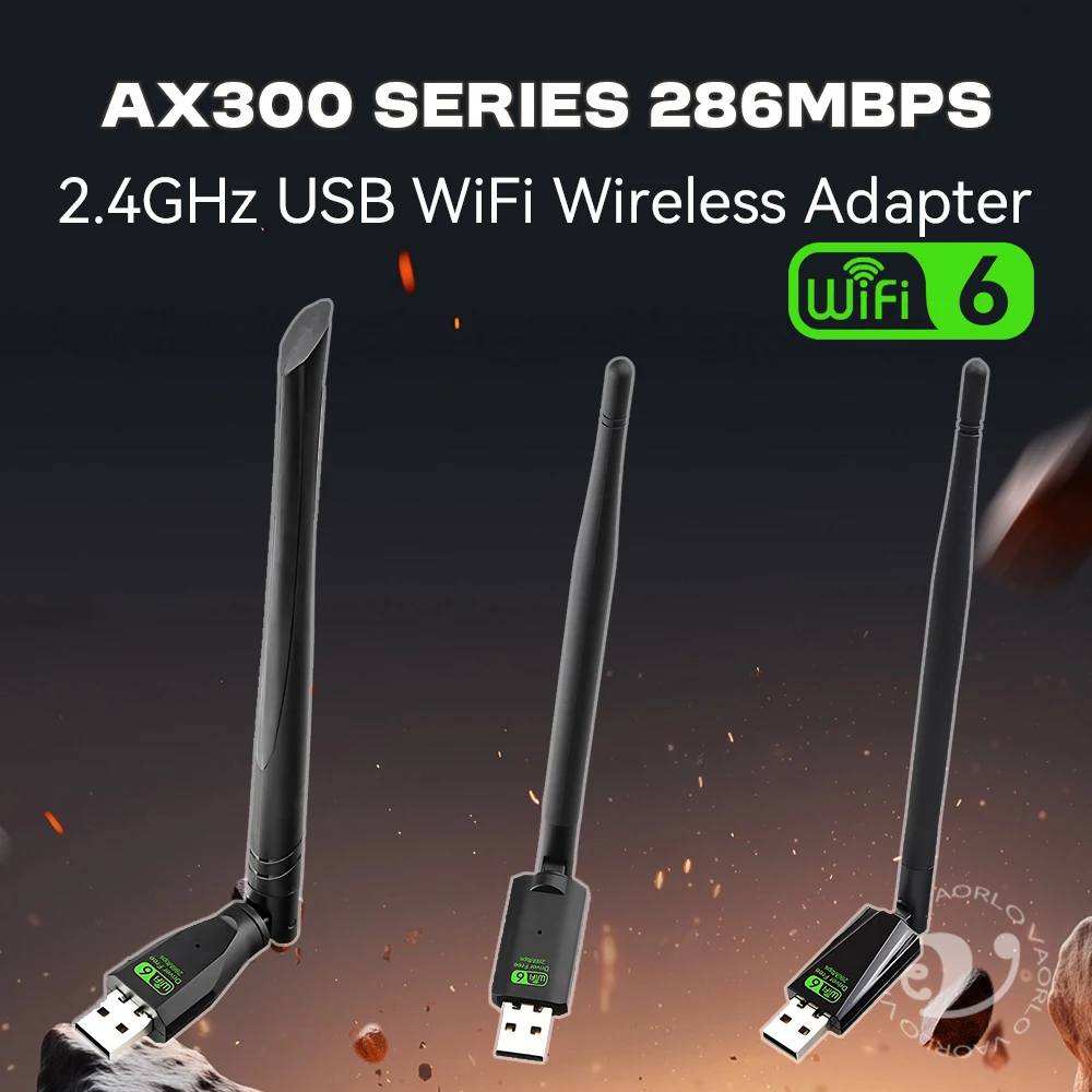 WIFI 6 802.11AX USB WiFi Wireless Adapter AX300 Network Card 2.4G Wi-Fi Mini Dongle Receiver For PC/Laptop Win7/10/11 Drive Free