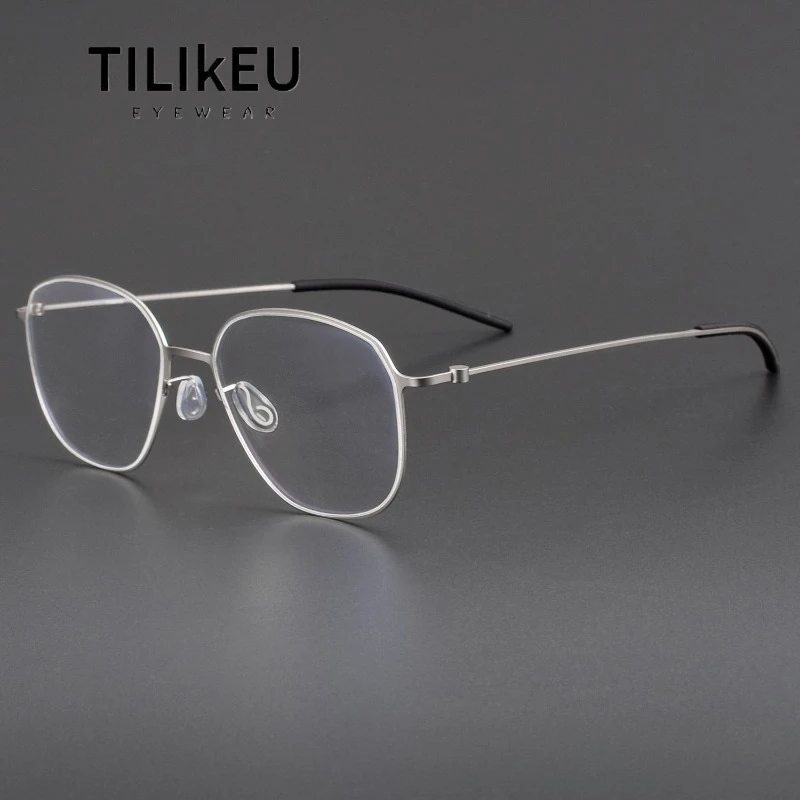 

New Nordic Series Screwless Pure Titanium Square Eyeglasses Frame Designer Men and Women Simple Thin-Rim Ultralight Glasses 5505