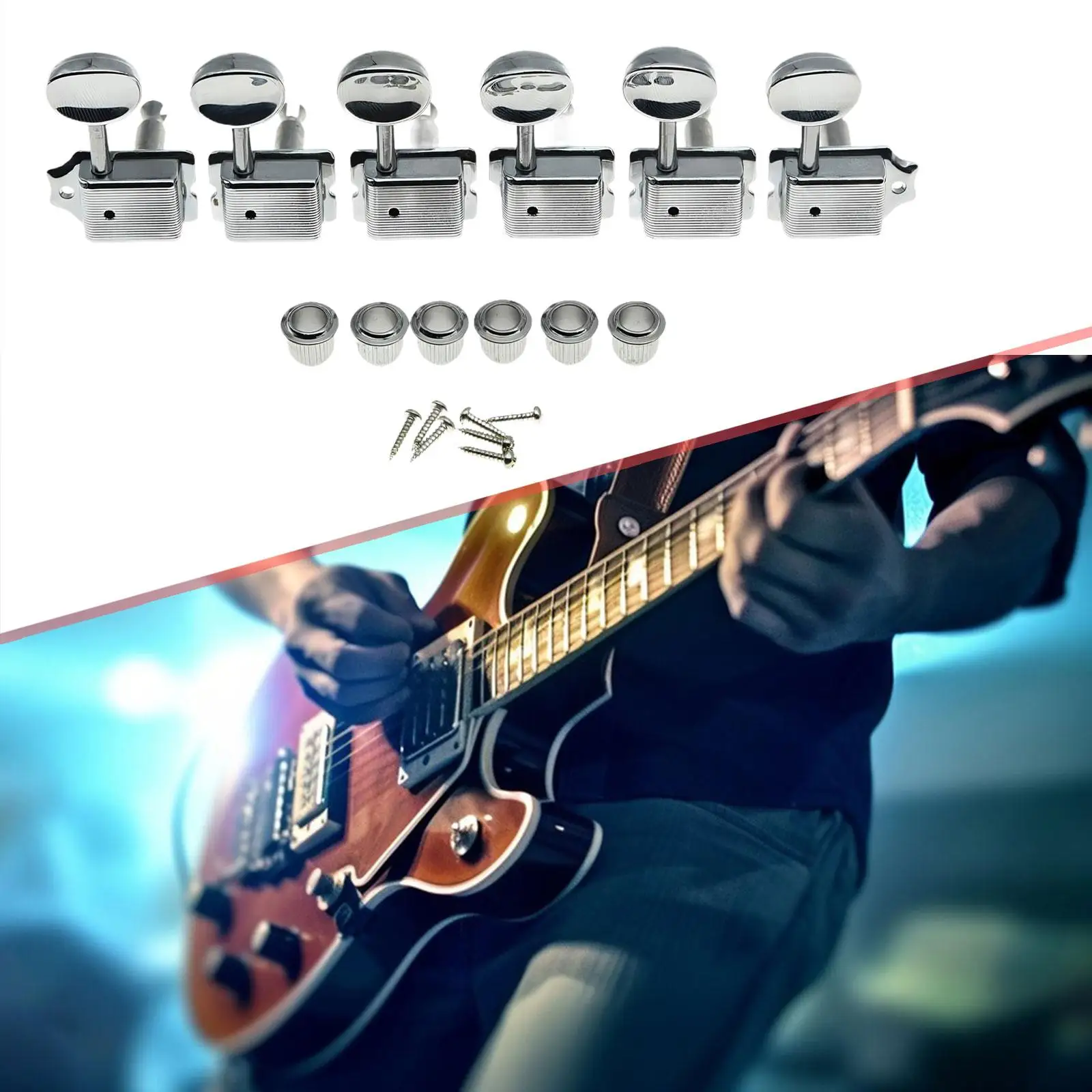 6 Pieces Split Shaft Vintage Guitar Tuning Keys Sturdy Replace Parts 15:1 6R Vintage Guitar Machine Heads Accessories alloy