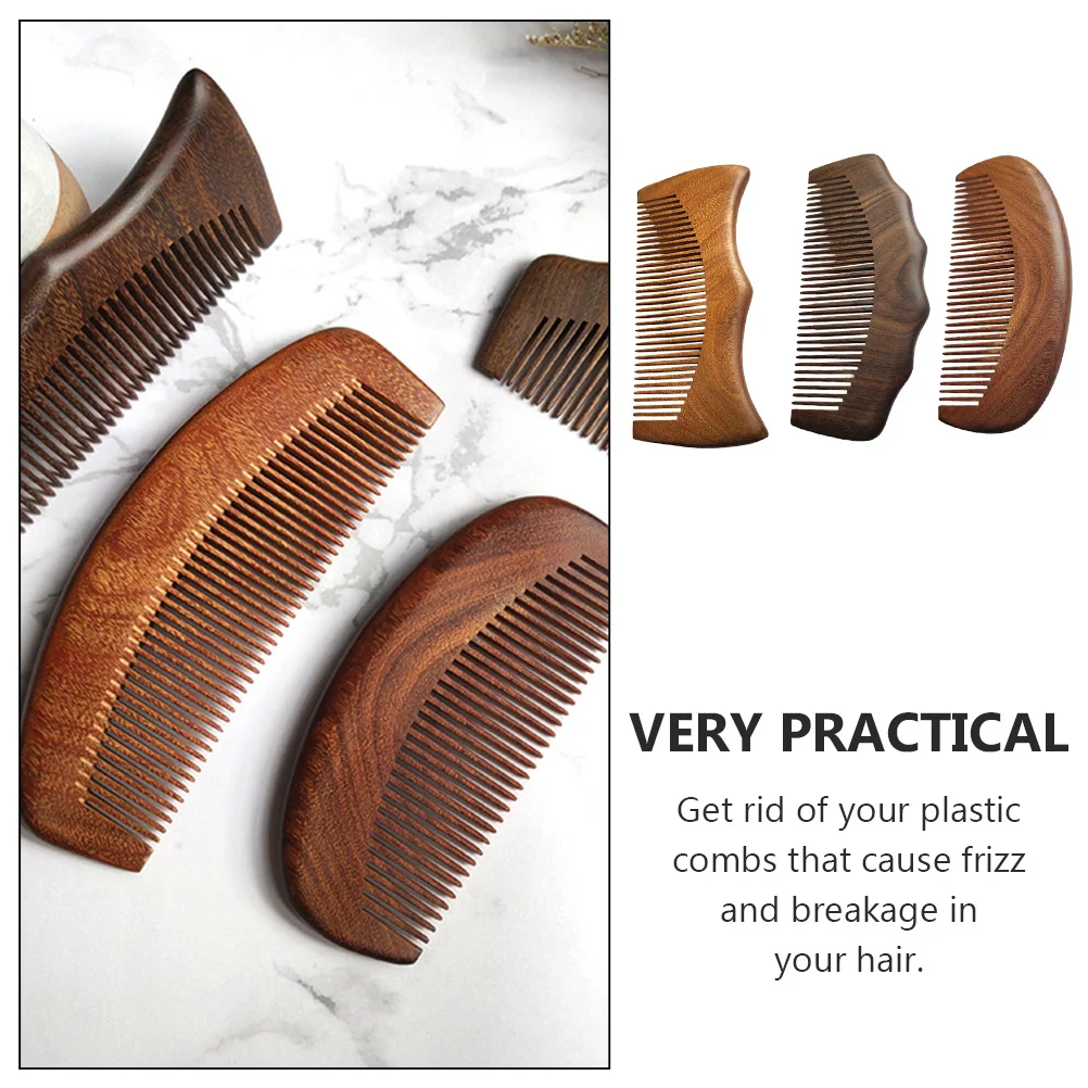 

3Pcs Sandalwood Comb Natural Wood Hair Comb Massage Tool Anti-Static Detangle Hair Growth Hairdressing Tool