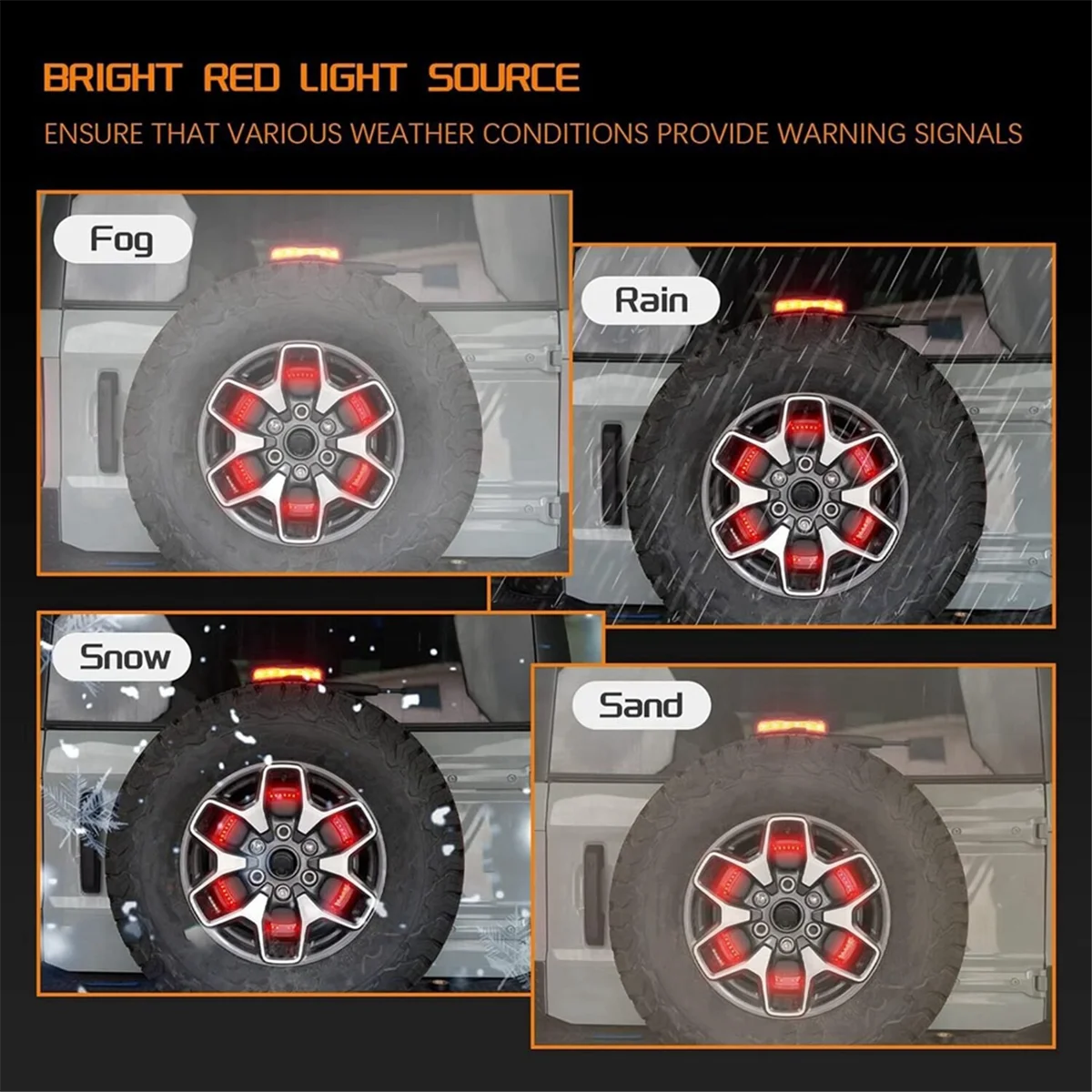 LED High Mount Stop Light and Rear Spare Wheel Brake Light for Ford Bronco 2/4D 2021-2023