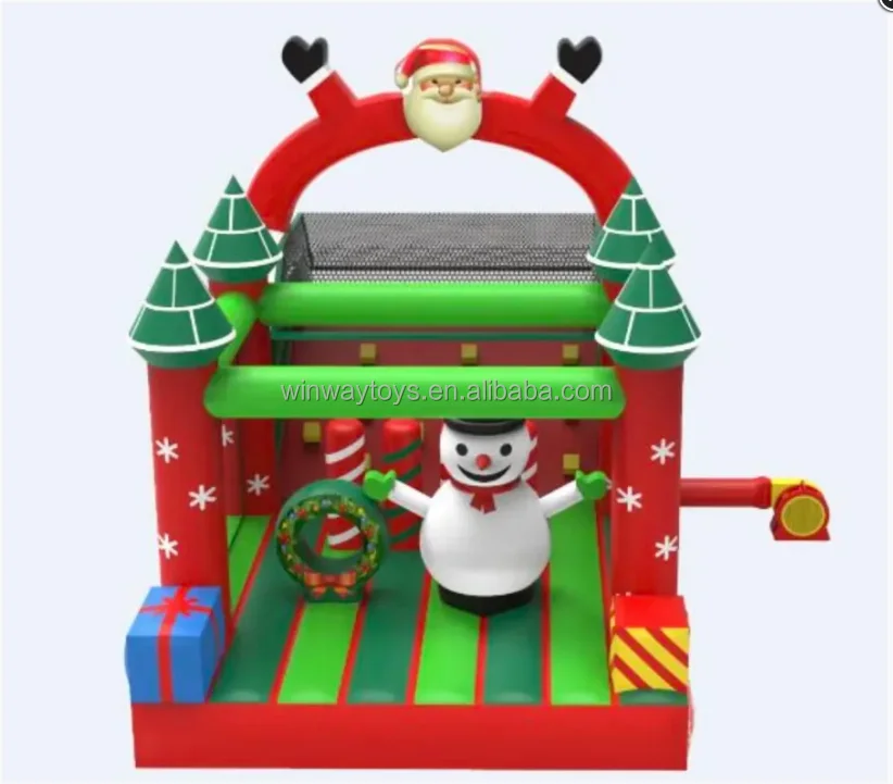 

Christmas Snow Man Inflatable Bounce House Party Bouncer Slide Combo Block Building with Blower