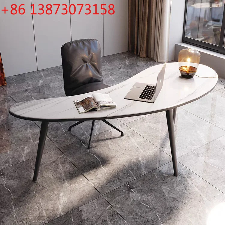 

Italian minimalist modern designer curved rock slab desk writing table special-shaped creative desk computer desk pen table