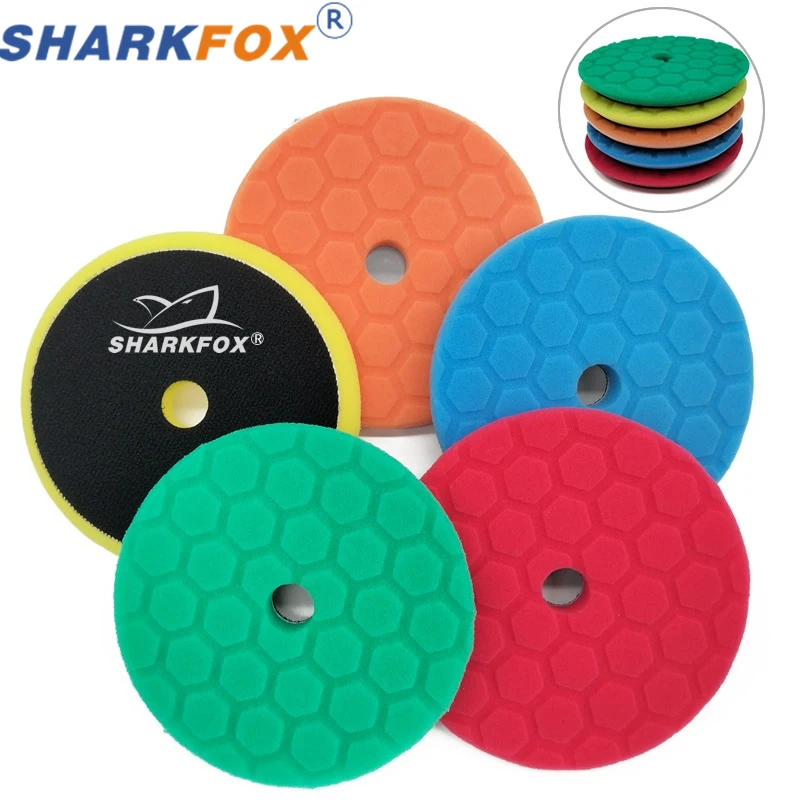 Sharkfox 5inch Car Polishing Pad Sponge Buffing Waxing Clean Polish Buffer Drill Wheel Polisher Removes Scratches Car Repair