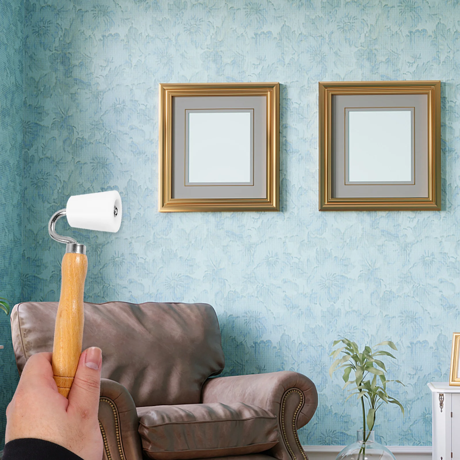 

Seam Roller Wallpaper Construction Tool Wooden Handle Pressure Wheel for Smooth Vinyl Film Home Car Decor Seam Roller