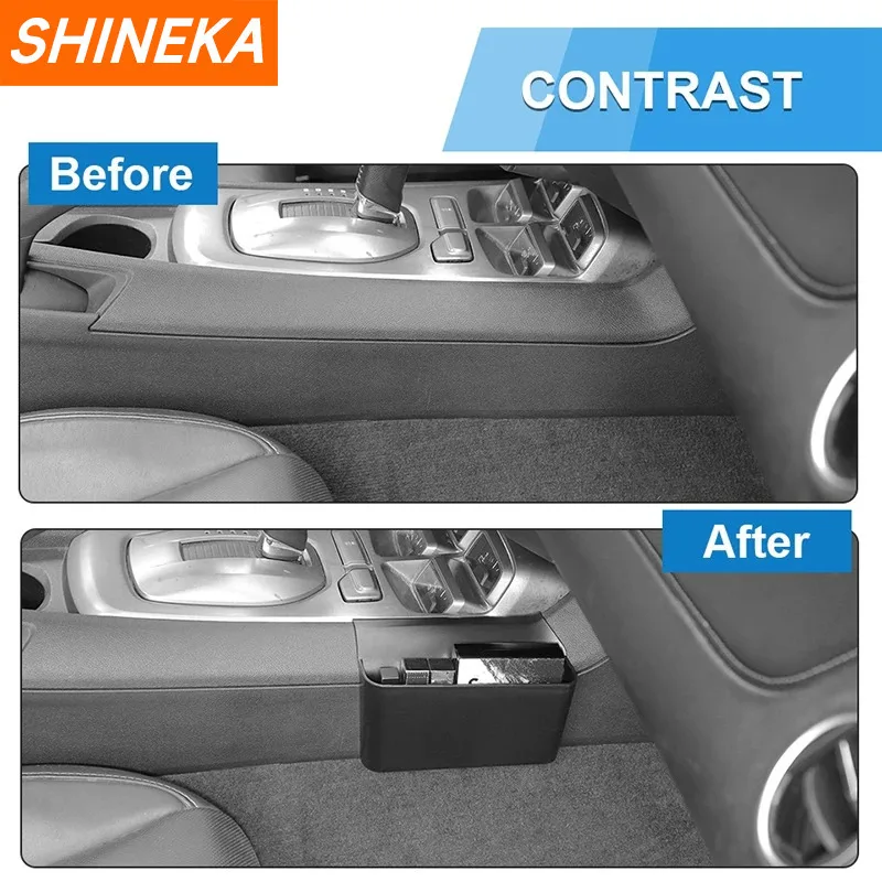 SHINEKA صندوق تخزين ناقل الحركة للسيارات منظم لسيارة شيفروليه كامارو 2010 2011 2012 2013 2014 2015 ملحقات داخلية #2