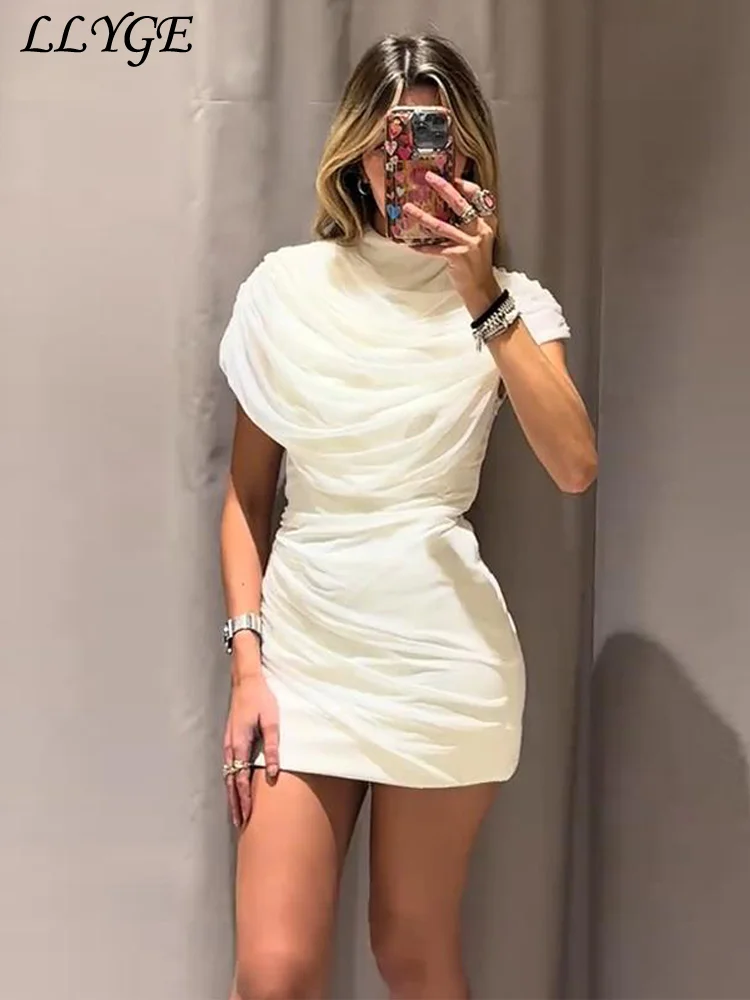 half dress ladies Shortest Lady Wholesale Popular Summer Sexy Half Turtleneck Bodycon Ruched Sleeveless Vestido Black category:Clothing>Dresses>Midi Dresses