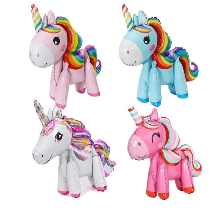 Selbst Stehenden Einhorn Ballons Geburtstag Dekorationen für Mädchen Einhorn Mylar Ballon Party Dekorationen kinder Tag Dekorationen – Detail 3