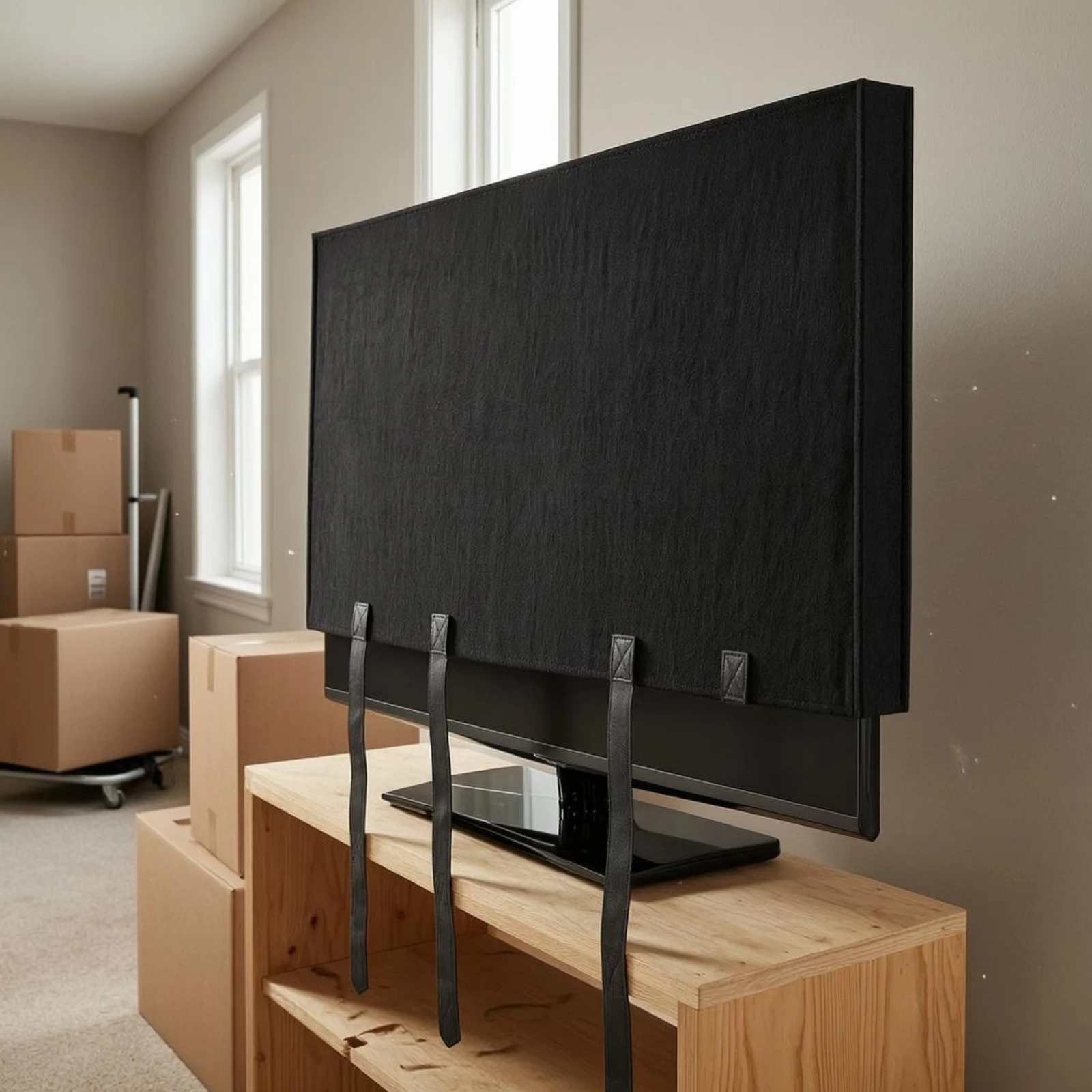 Felt Tv Cover Black TV Dust Proof Cover Screen Slipcover Scratch Protection Safeguarding Item Easy to Use for Moving
