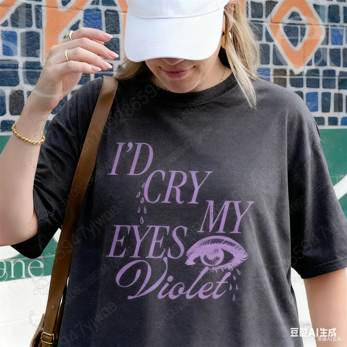 TS12 إليزابيث تايلور سأبكي عيني البنفسجي المطبوعة القطن تي شيرت الصيف المرأة مريحة للتنفس البوب مروحة هدية