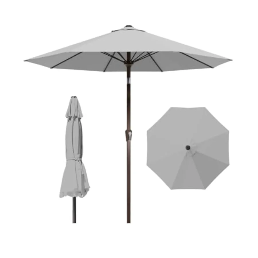 

10Feet Patio Umbrella Outdoor Market Umbrella with Crank and Tilt 8 Flexible Fiberglass Ribs UV-Resistant Waterproof Canopy for