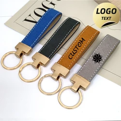 Personalize Key Chains Ring Leather Laser Engrave Car Keychain Vintage for Men and Women Custom Company Name Number Keyring Gift