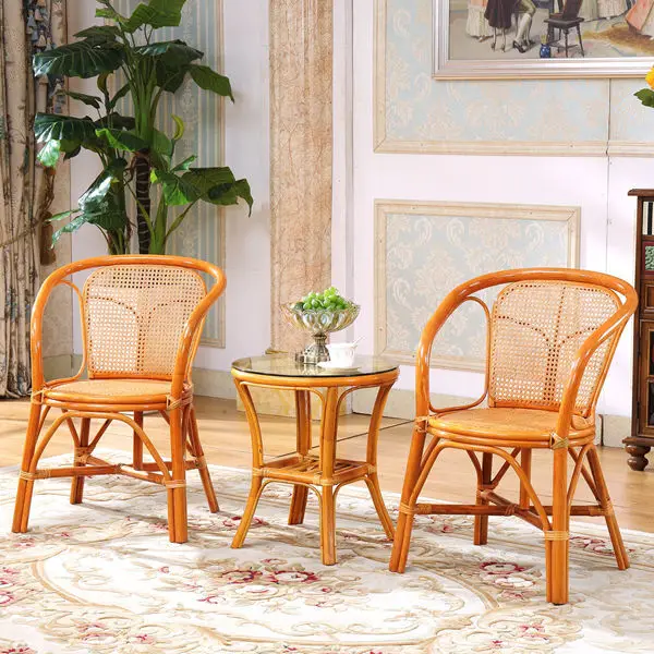 

Rattan Chair Three-Piece Balcony Table and Chair Living Room Leisure Rattan Woven Modern Simple Lazy Backrest Balcony