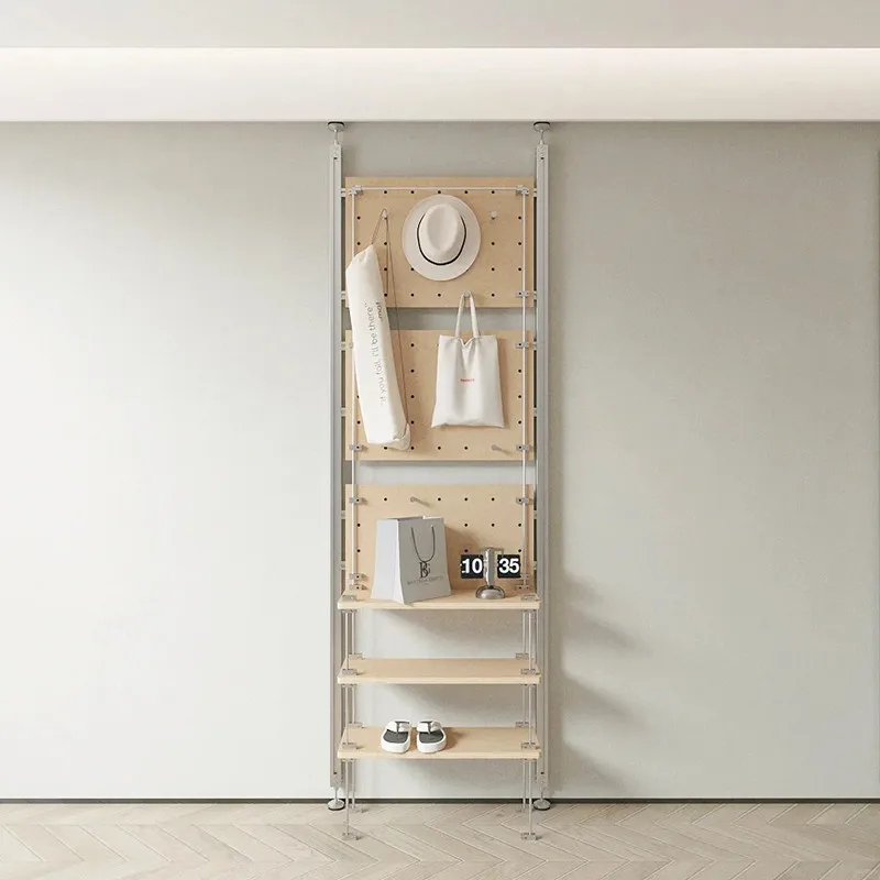 Entrance door partition frame No punching Dingtianli hole plate storage Floor-to-ceiling aluminum profile corner rack