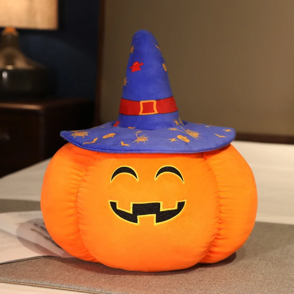 Muñeco de demonio de calabaza con sombrero, juguete de felpa suave de algodón PP, divertido relleno de Halloween, almohada temática de Festival