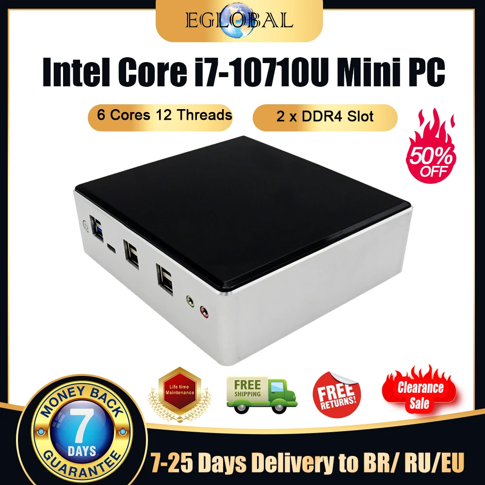 

Eglobal New Intel Core i7 10510U i3 10110U Micro PC Barebone Windows TV BOX 2 Lan DP HD Dual Band WIFI Desktop Mini Computer