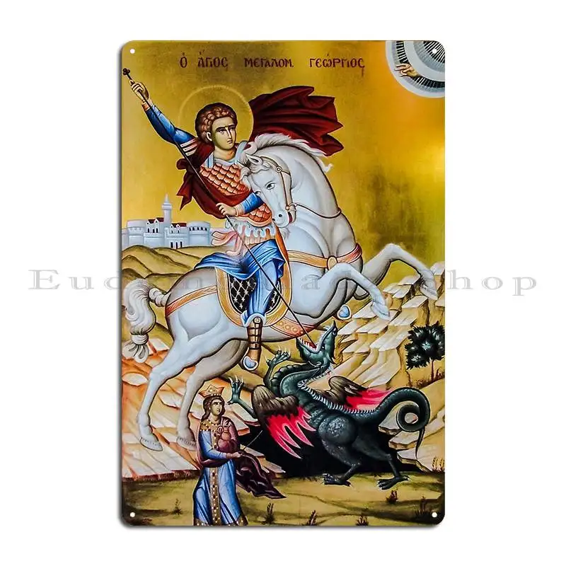 St George Greatmartyr Orthodox Christian Icon Metal Plaque Poster Decoration Plaques Cave Party Character Tin Sign Poster