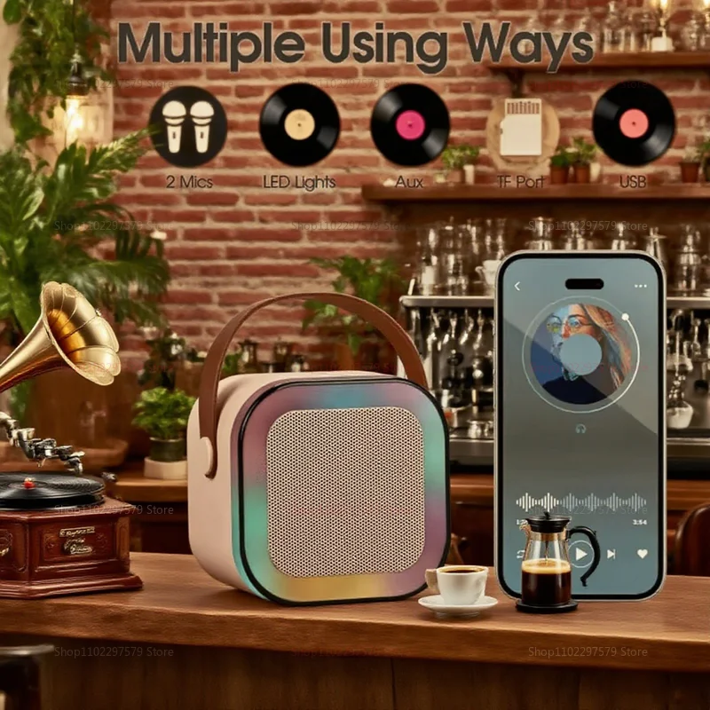 K12 مكبر صوت بلوتوث محمول آلة الكاريوكي اللاسلكية مع ميكروفون للأطفال الصوت المنزلي الكبار الأسرة الغناء والحفلات #1