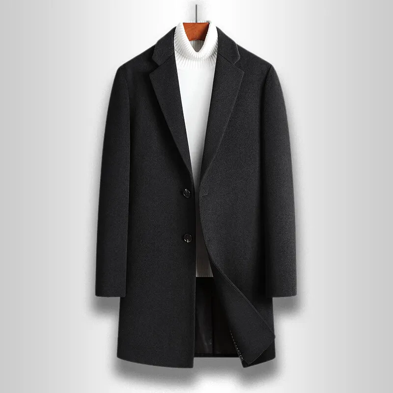 51% Wool Autumn and Winter Outdoor Fashion Casual Men Slim Trend Business Gentleman Korean Medium Long Woolen Coat
