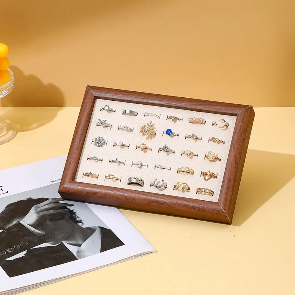 

30 Slot Fashion Jewelry Trays Large Capacity Velvet Finger Ring Storage Rack Space Saving Stackable Rings Display Tray