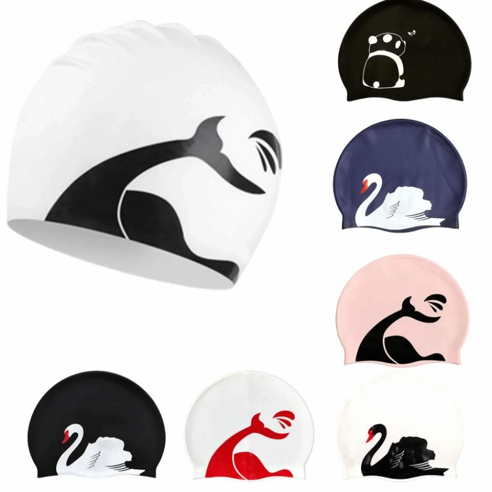 

Шапочка для плавания больших размеров с принтом, нескользящая, с защитой ушей, водонепроницаемая, для дайвинга, профессиональная