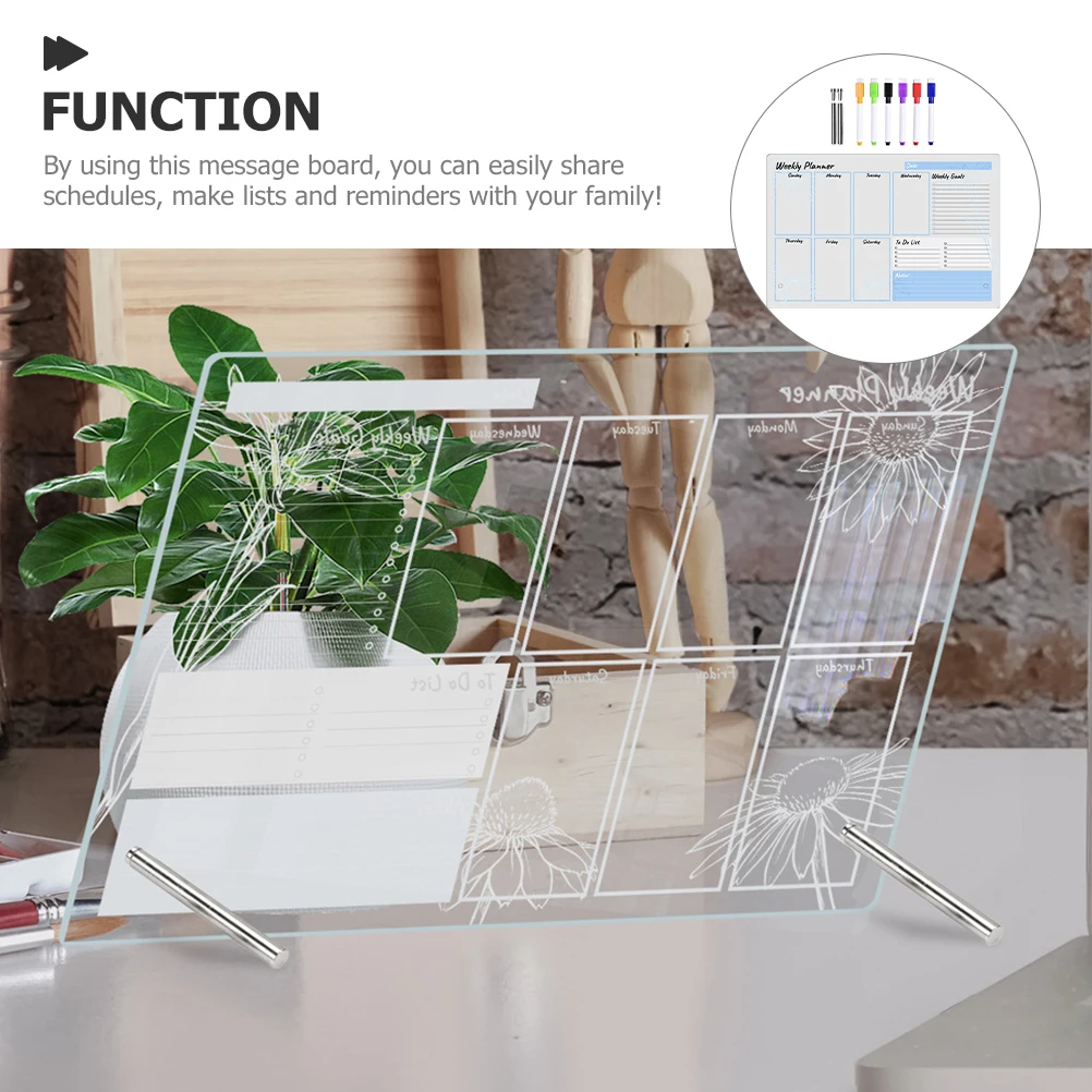

1 set Acrylic Memo Board Rewritable Planner Desk Writing Office Transparent Dry Erase Tabletop Whiteboard Multi function Note