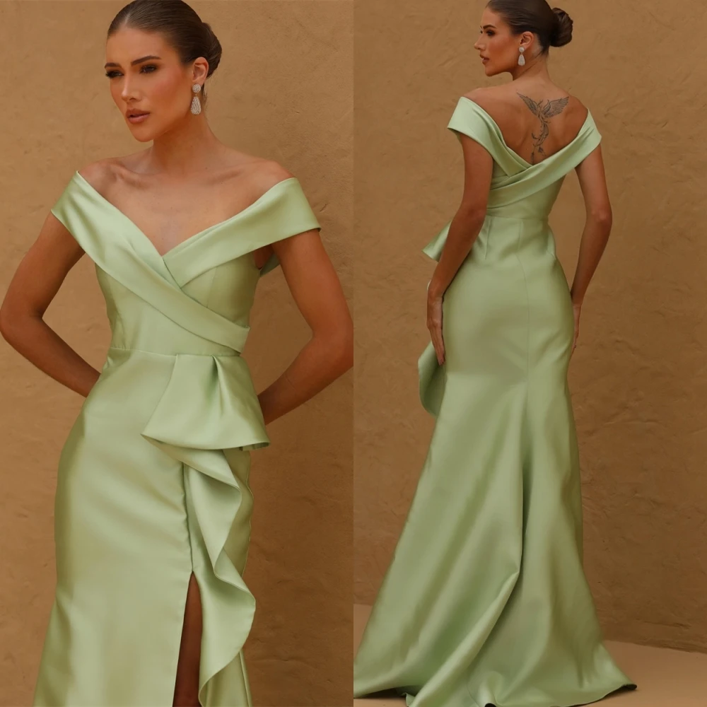 Robe de soirée sirène en Satin, personnalisée, gracieuse, col en v, robes de bal élégantes, robes d'occasion spéciale de tempérament