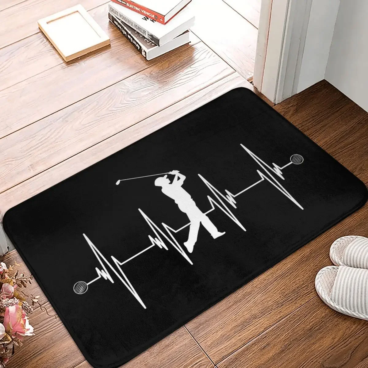 Sport Non-slip Doormat Golf Player Heartbeat Carpet Bath Kitchen Mat Prayer Home Decor