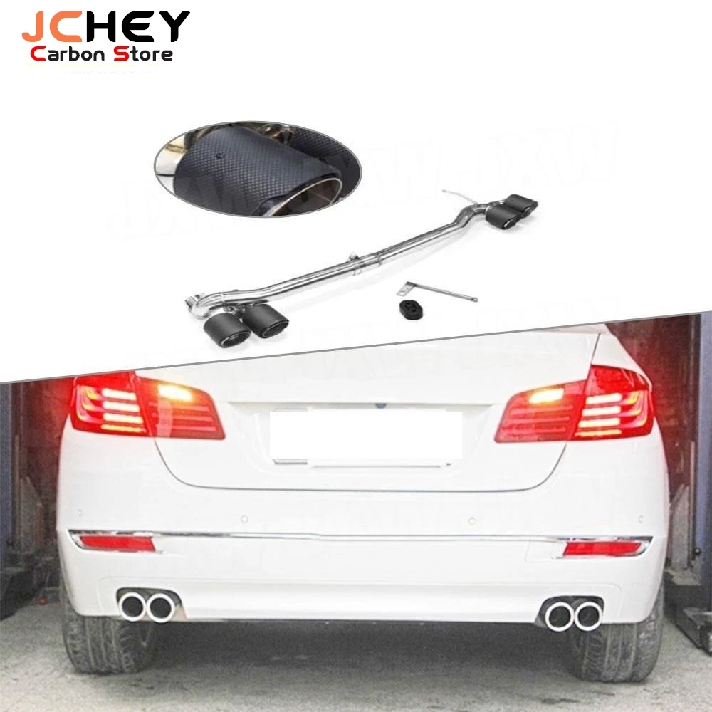 

JCHEY 4-Exhaust Tip Stainless Steel Exhaust Pipe Carbon Fiber Tip Fit For BMW 5 Series f10 f18 520 523 528 530 M Sport M Tech