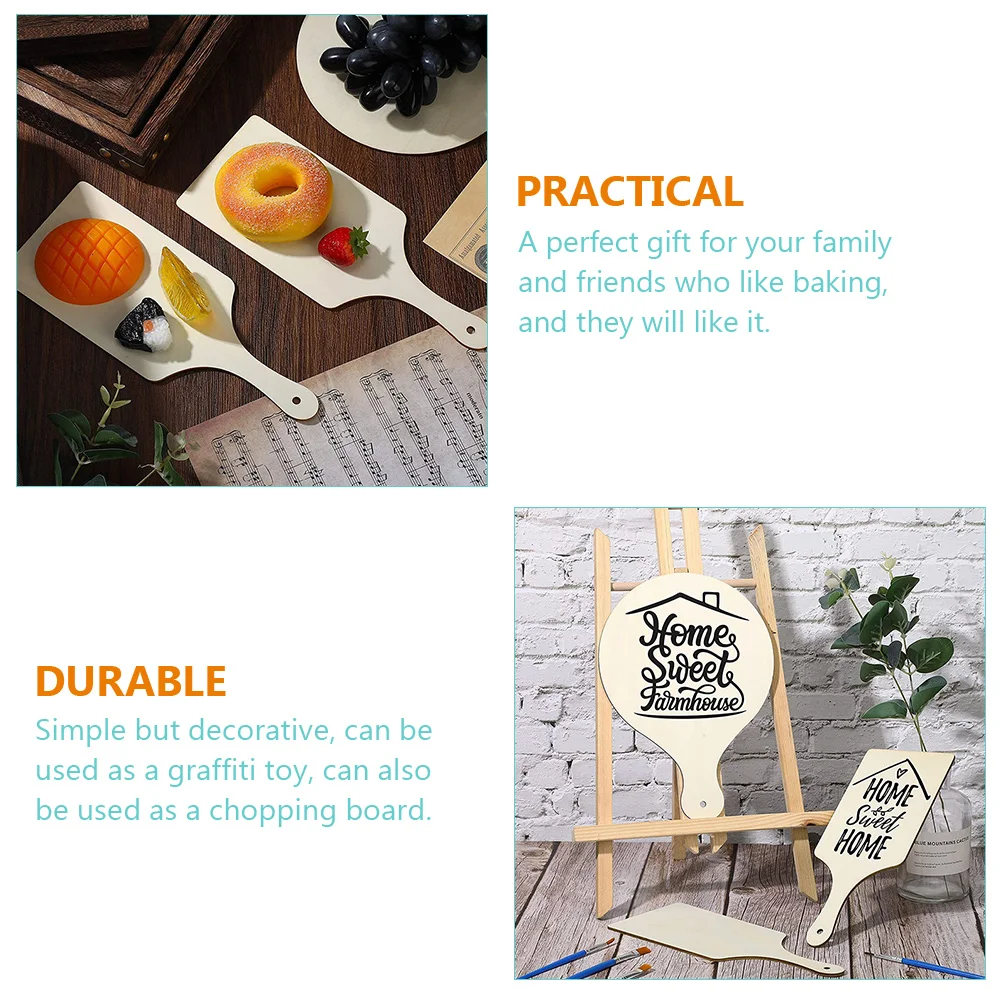 

6 Pcs Chopping Board Tray Decorative Wood Natural with Handle Small Trays Child