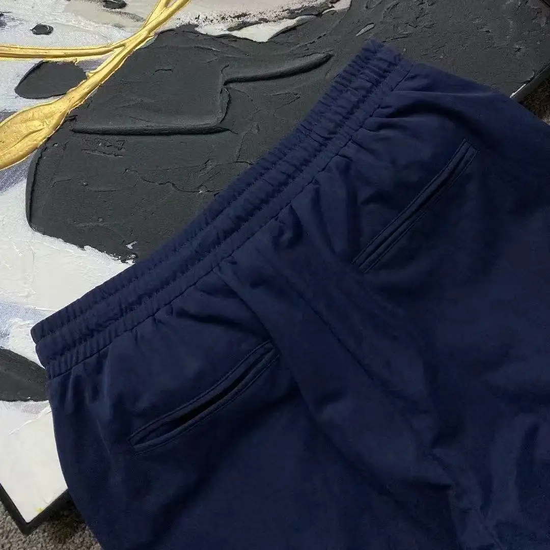 Italian old money BC gentleman embroidered linen cotton fiber casual shorts