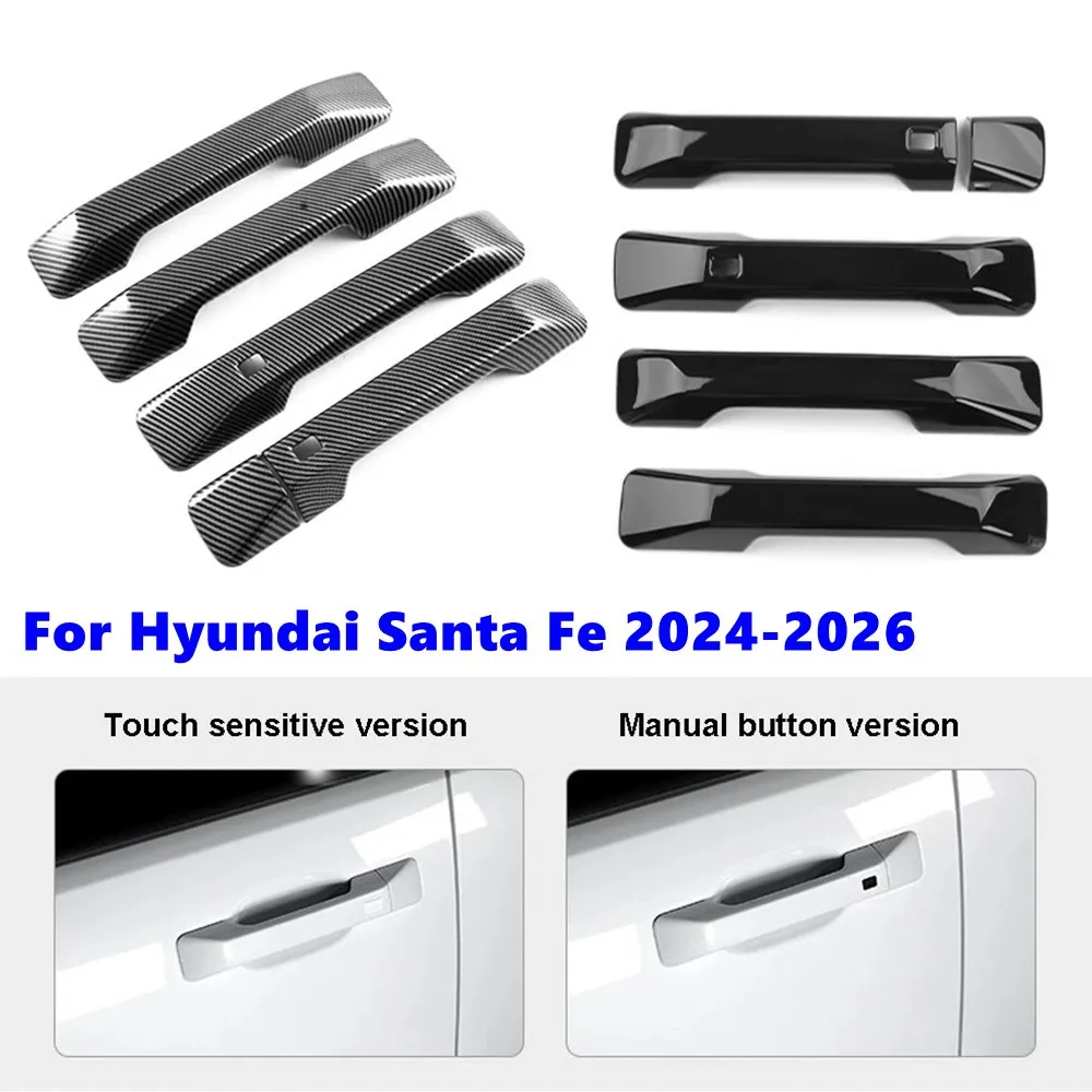 For Hyundai Santa Fe 2024+ Car Side Door Handle Cover Exterior Moulding Trim Overlay Stciker Accessories Touch/Button Verison