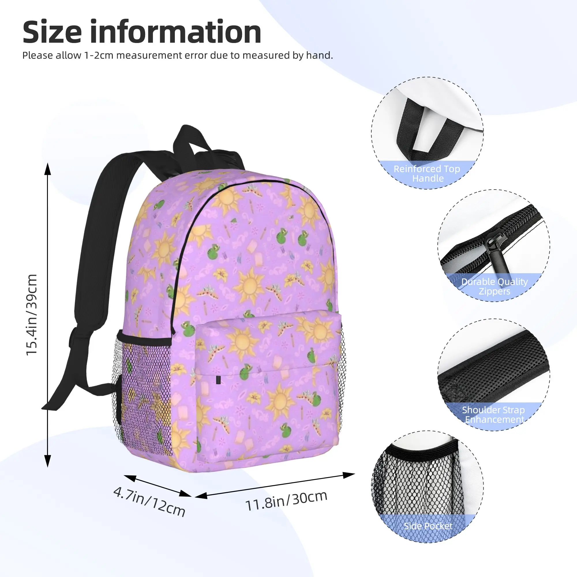 Rapunzel Pattern Backpack Hot Sale Daypack Large Capacity Boys Girls BookBag Shoulder Bags for Men Women School Bag