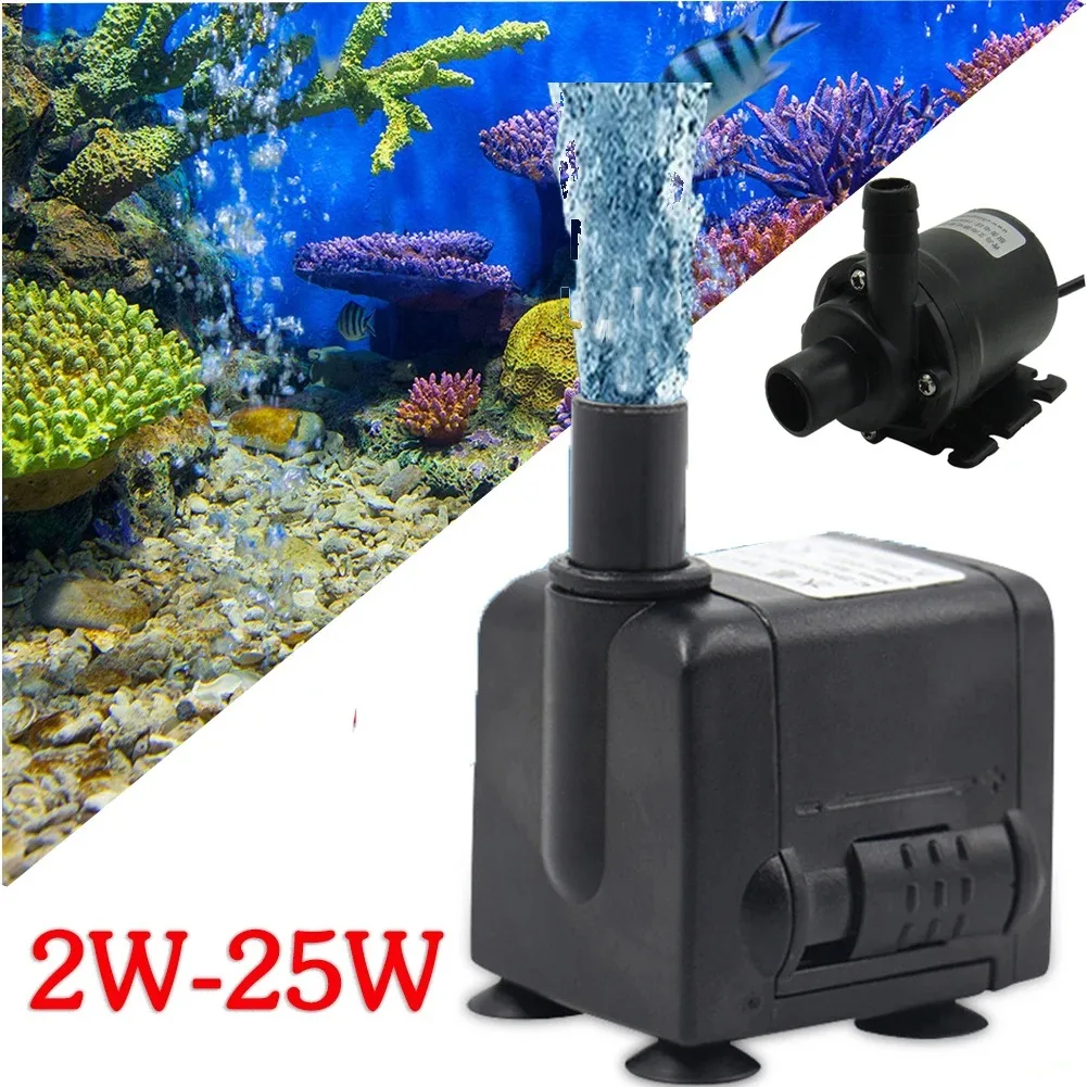 3W/4W/5W/6W Ultra-Quiet Submersible Aquarium Water Pump Water Fountain Pump Filter Fish Pond 220V-240V 50HZ EU Plug