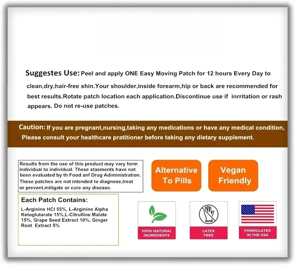 30 Patches Focused Energy Transdermal Patches with L-Theanine Focus & Performance Brain Booster