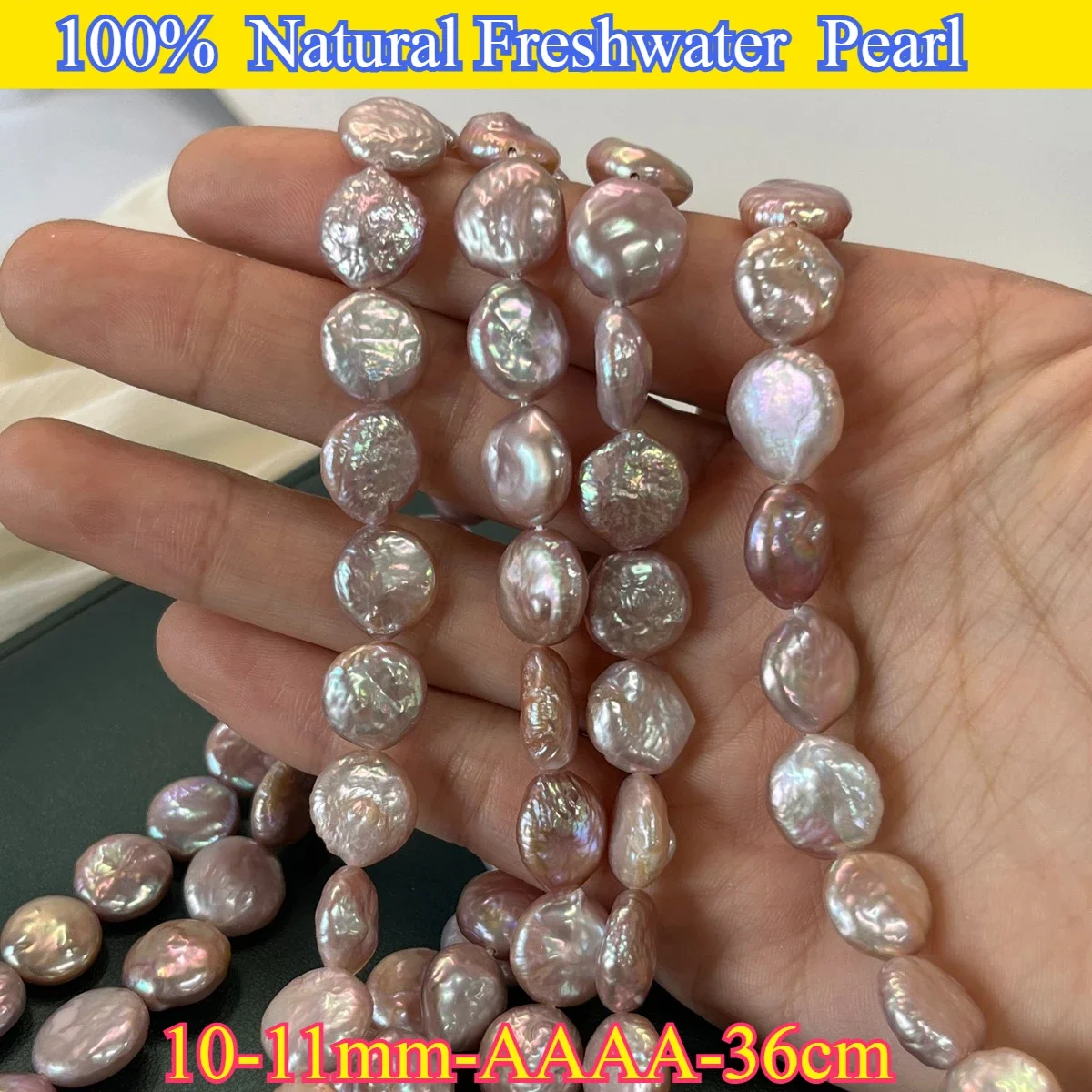 

10-11mm AAAA Top-Quality Natural Freshwater Baroque Button Round Pearl Spacer Bead Jewelry Make DIY Necklace Bracelet Women Gift