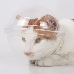 Cat Transparent Muzzle Breathable Prevent Biting Licking Adjustable Cat Hood Helmet For Grooming Bathing