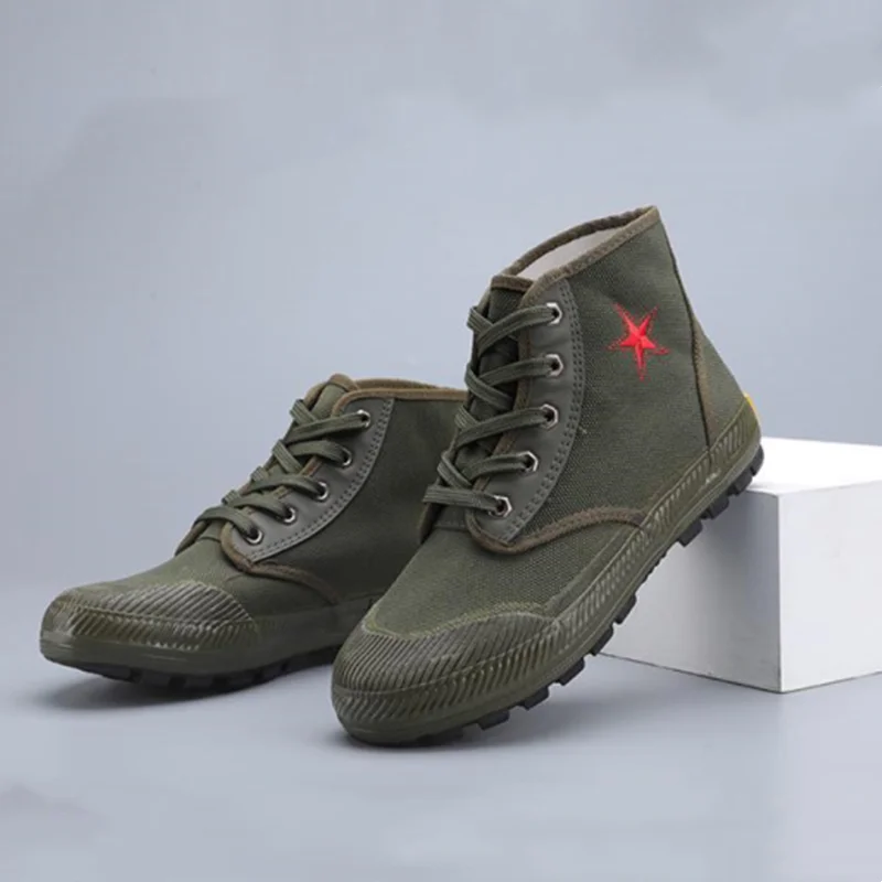 

Men's Women's High-Top Outdoor Trekking Climbing Shoes Anti-Puncture Triple Protection Canvas Work Boots Hiking Sports Sneakers