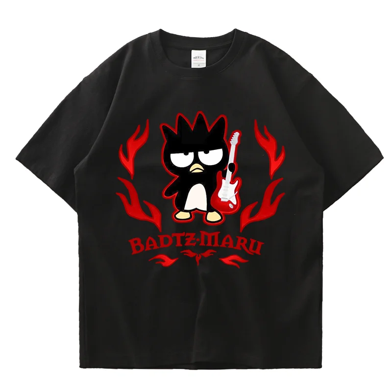 Kawaii Kuromi BADTZ MARU printed T-shirts spring and autumn Sanrio cartoon casual sports street printed T-shirts