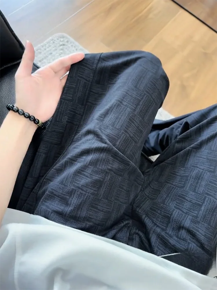

American Dyed Ice Silk Casual Pants Men Summer Thin Drape Loose Cool Feeling Mosquito Proof Air Conditioning Straight Leg Tro...