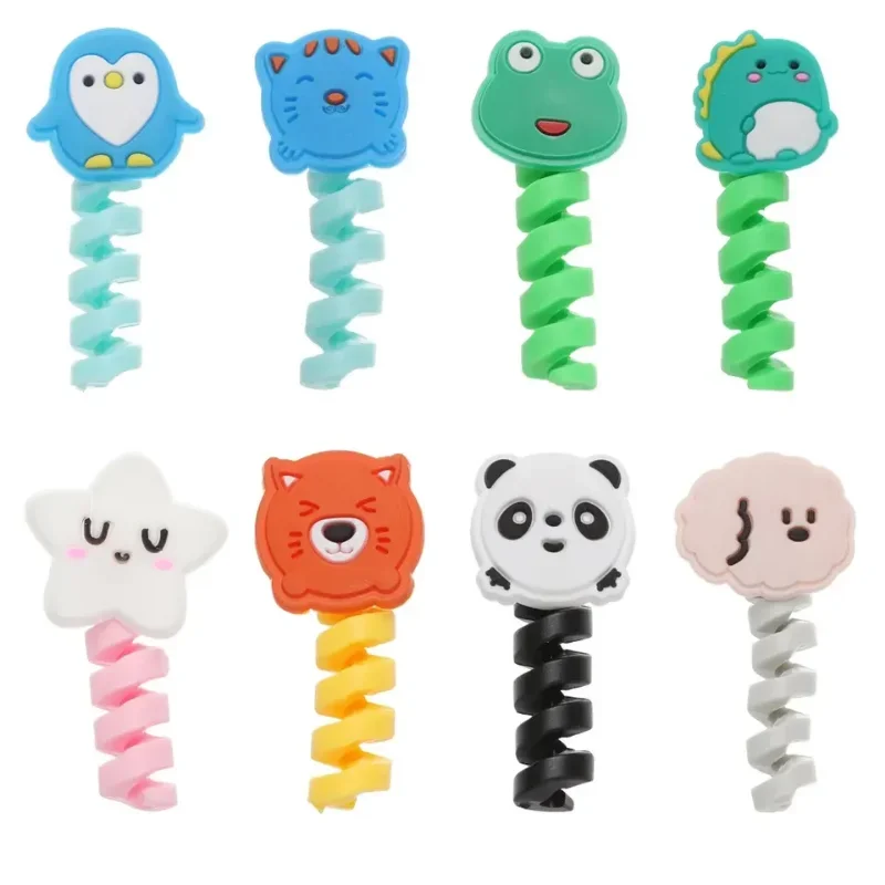 New Cable Protector Cute Cartoon Data Line Protective Cover Charging Cable Earphone Cable USB Winder Wire Cord Organizer Cover