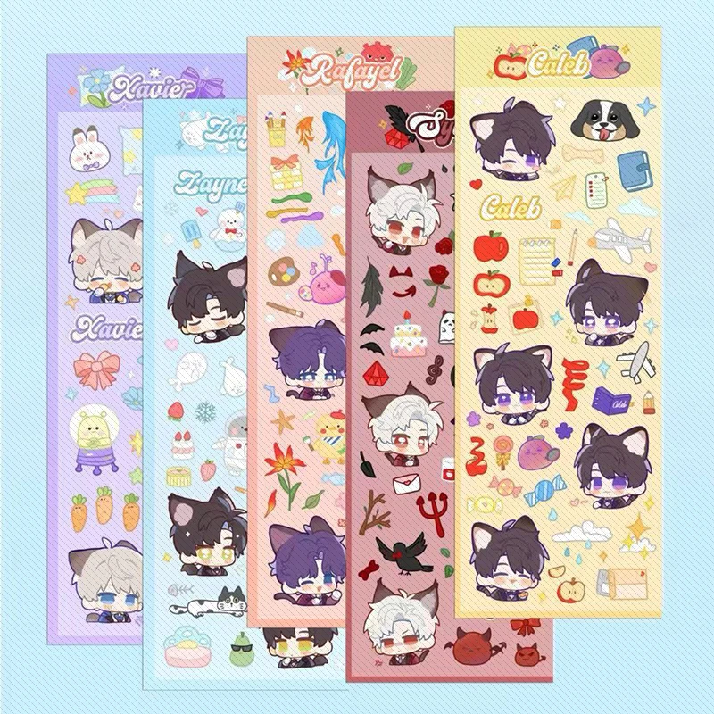 Anime Miłość i Deepspace Sylus Zayne Rafayel Xavier Caleb Cosplay Goo Card Naklejki Cartoon Paster Naklejki Podręcznik Kohis Xmas