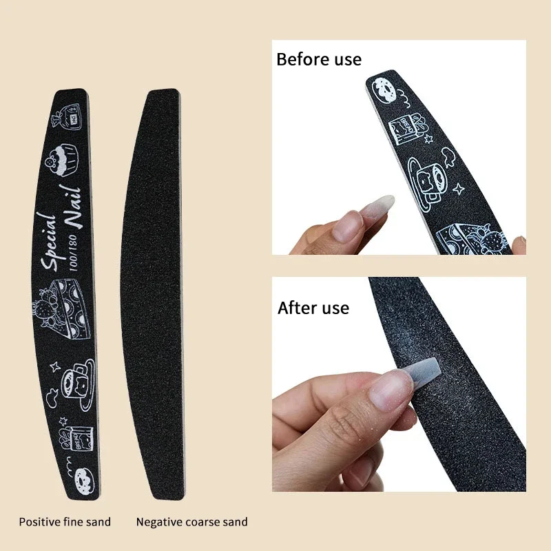 1 قطعة ملفات الأظافر السوداء للتقليم الرملي مزدوجة الوجهين ملف الأظافر 100-240 حصى مسمار الفن أدوات العناية أدوات تلميع عالية الجودة