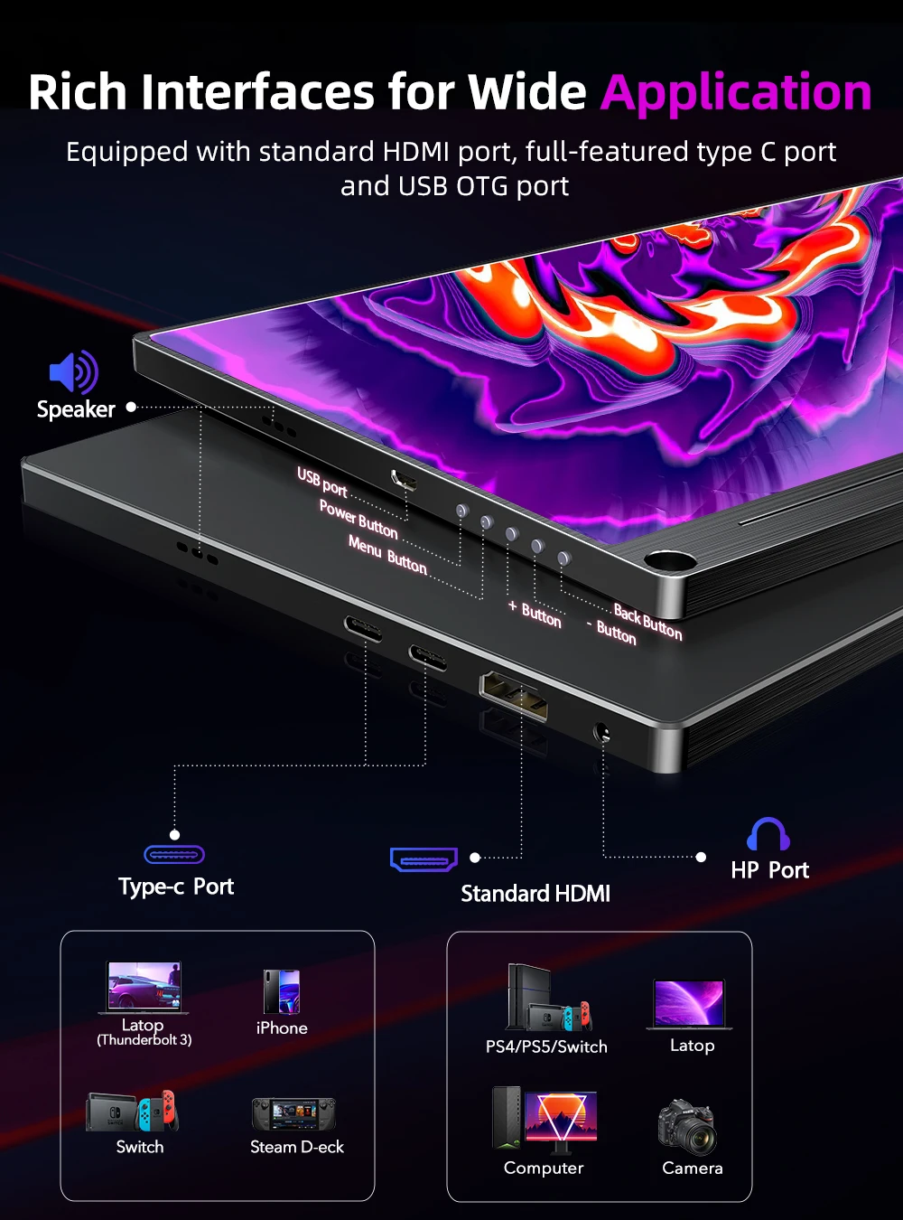 Imagem -05 - Monitor de Jogos Portátil Uperfect 156 4k para Ps5 Xbox One Nintendo Switch Macbook Computador Externo segundo Monitor com Alto-falantes