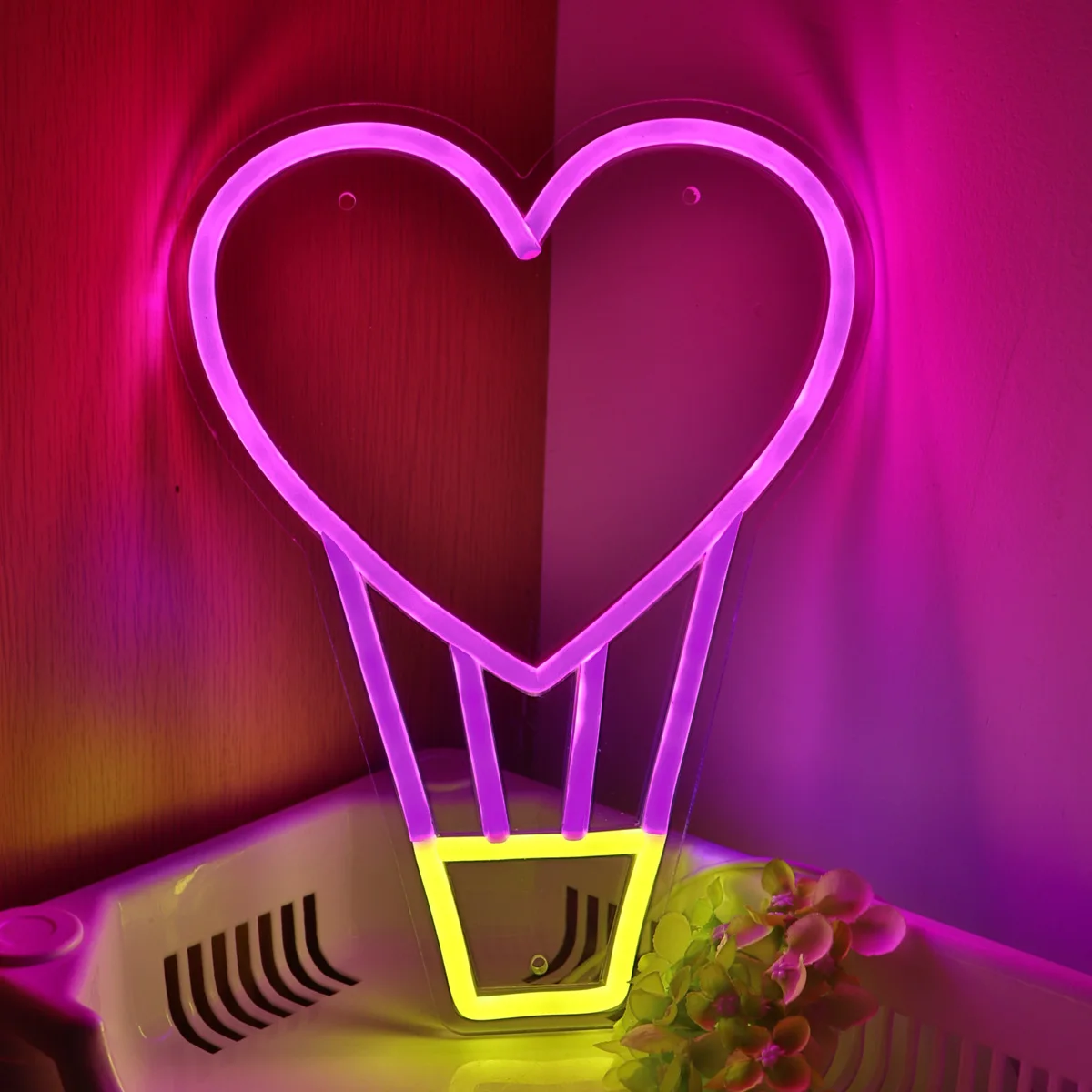 

1PC Heart Air Balloon LED Wall Neon Sign For Pub Club Party Event Decoration 8.23''*11.02''