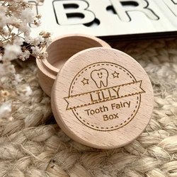 Personalised Girl Boy Wooden Tooth Box Engraved Milk Teeth Storage Collect Teeth Umbilical Save Gifts Custom Name Keepsake Boxes