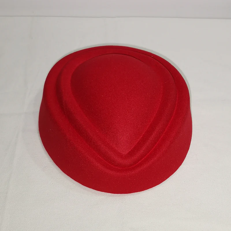 Fancy Elegant Pure Wool Cap Air Stewardess Hat 7cm Height Solid Pillbox Hat Cocktail Fascinatot Beret Hat Base Millinery