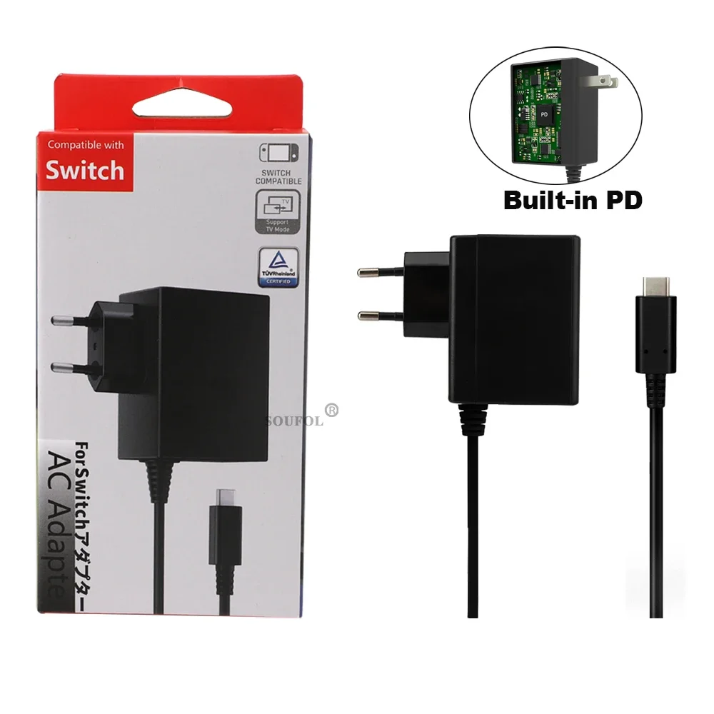 AC Power Adapter Charger For NS Switch & Switch 2 Power Supply Type-C Wall Charger EU/US Plug For PS5 Portal Gaming Accessories